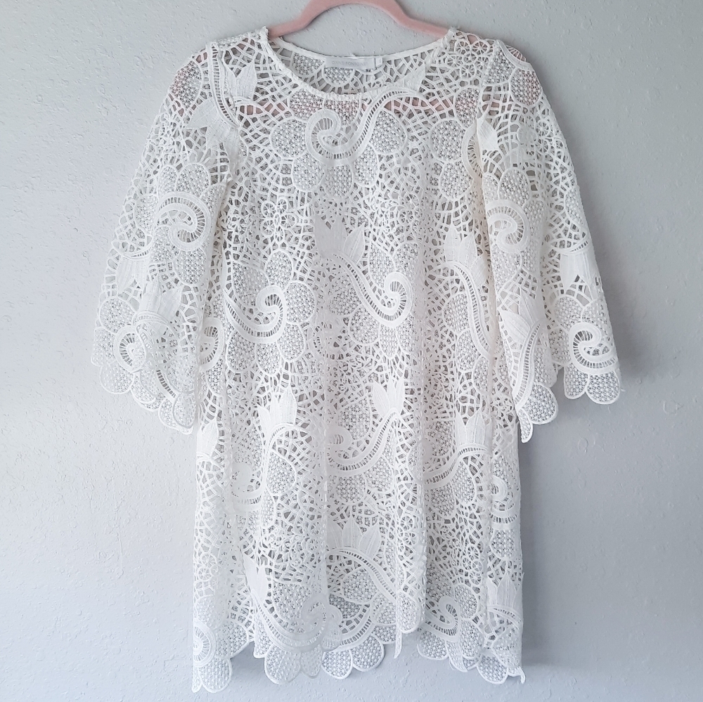 Anne Fontaine White Lace Sheer Top 40